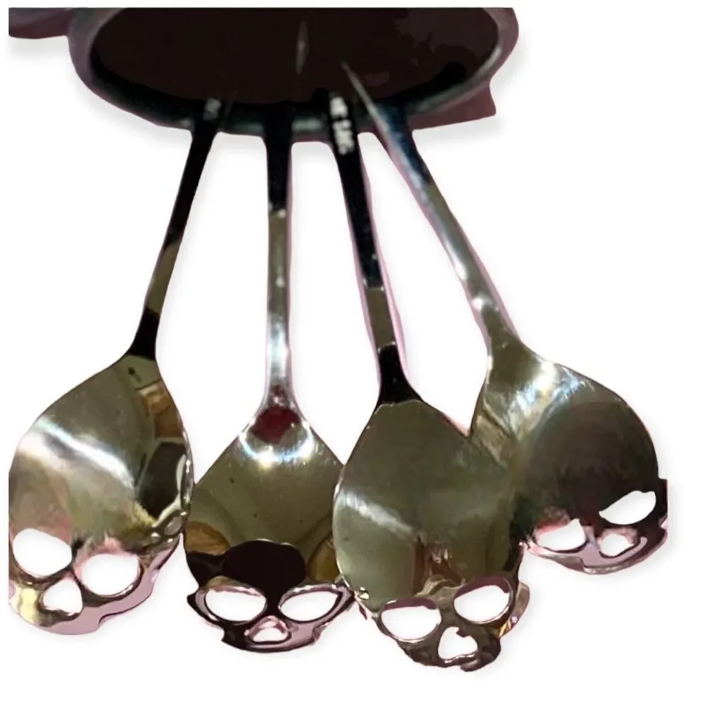 Stainless Steel Skulls Spoons Silverware Set 4 pcs NEW